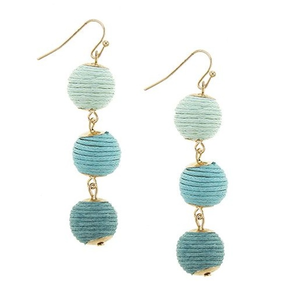 Jewelry - Mini Thread Wrapped Bon Bon earrings in turquoise